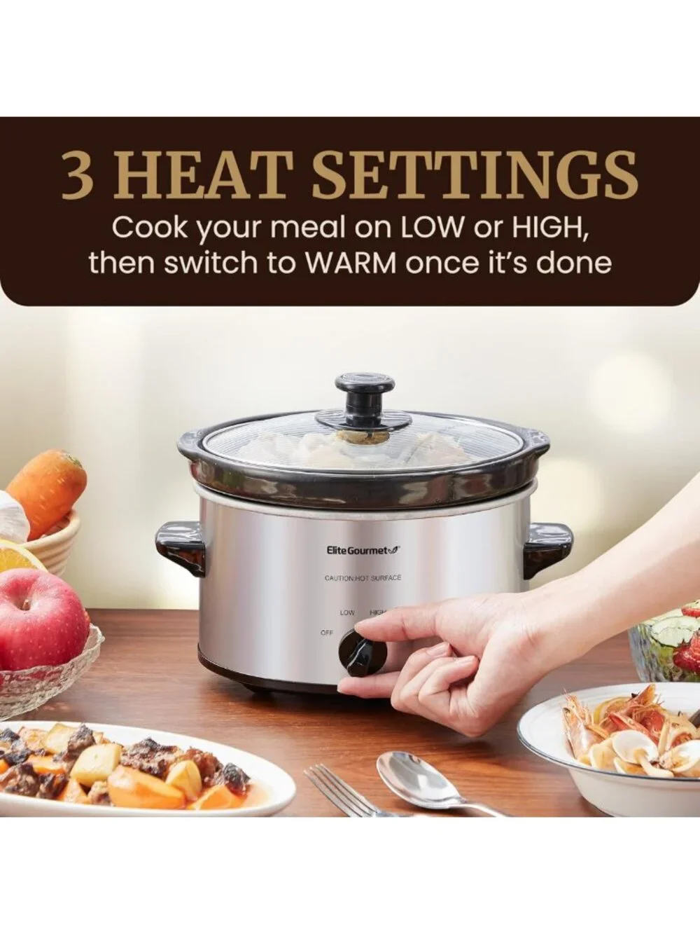 2 Quart Electric Slow Cooker with Adjustable Temp - Perfect for Stews, Sauces